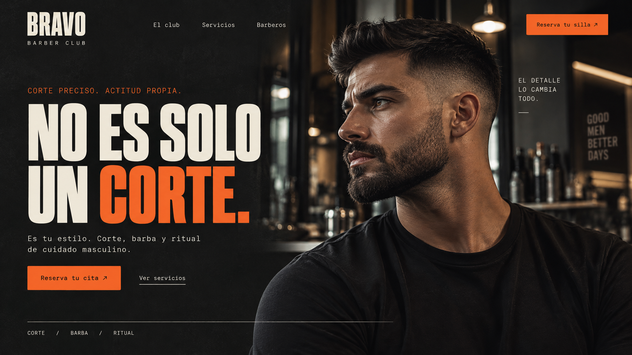 Ejemplo de hero de web premium
