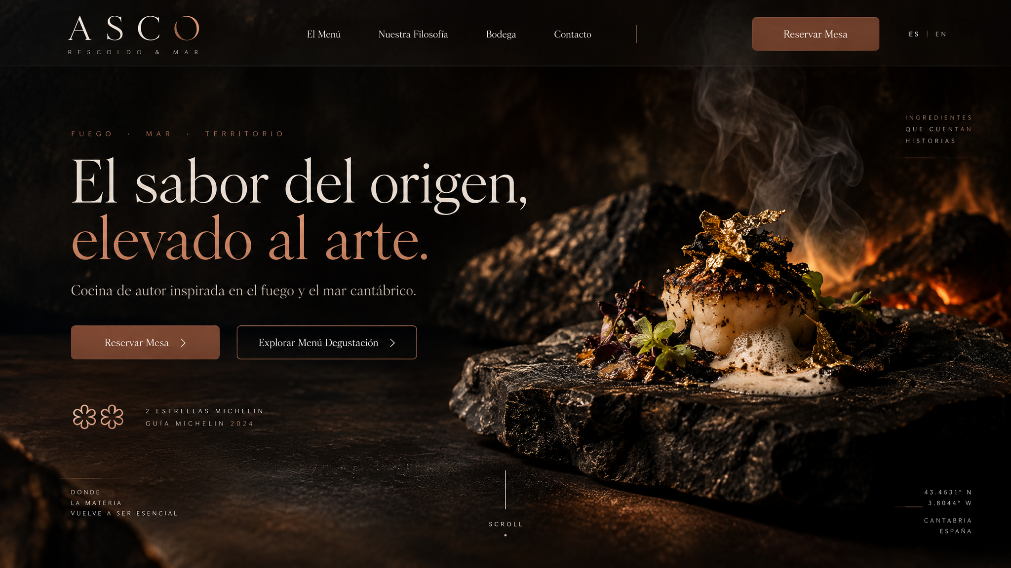 Ejemplo de hero de web premium