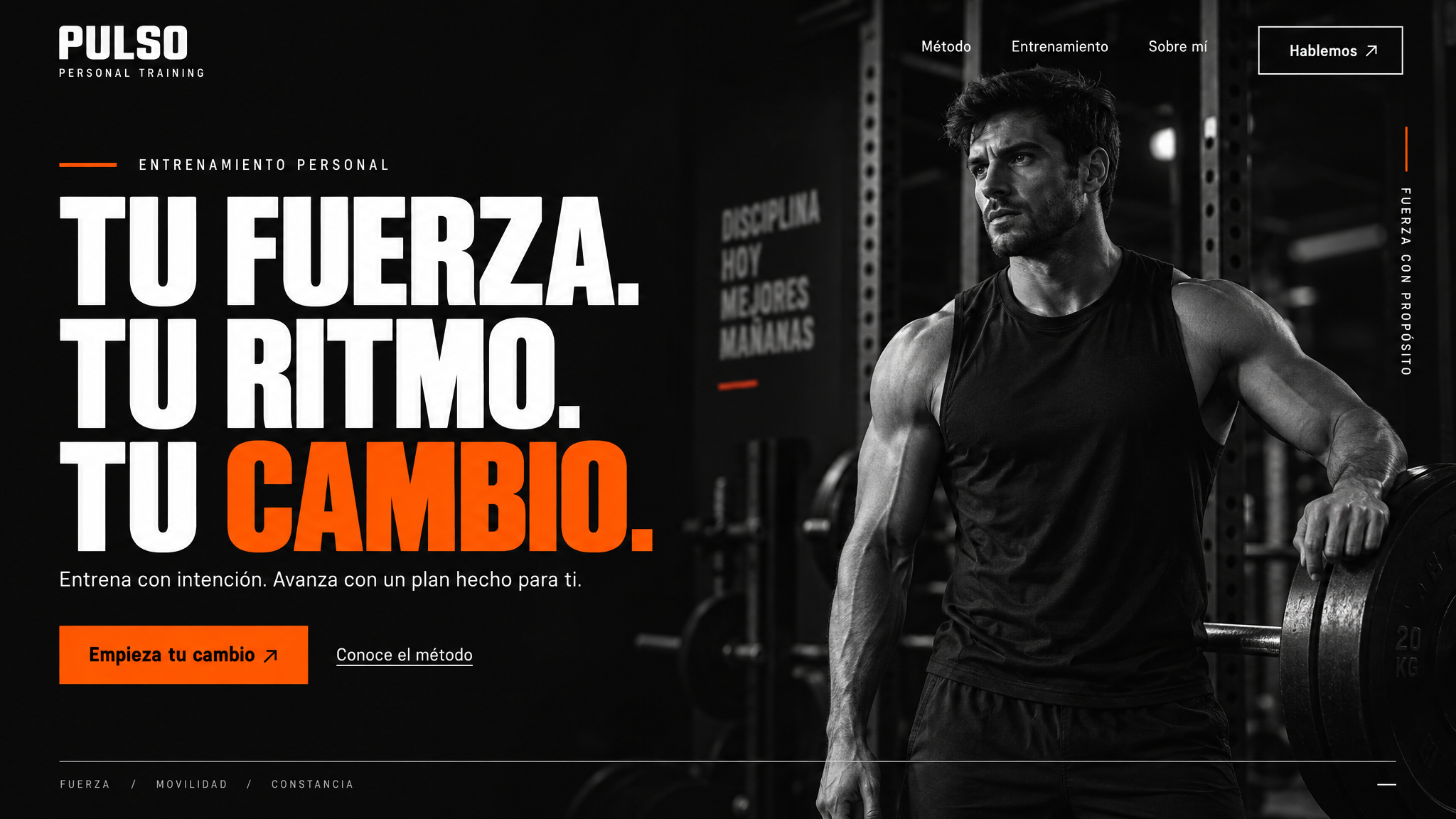 Ejemplo de hero de web premium